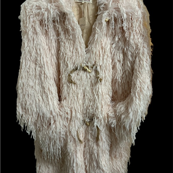 FREE PEOPLE Renata Fur Coat Jacket Mellow Rose Oversized Taylor Swift Size Large - Picture 4 of 8